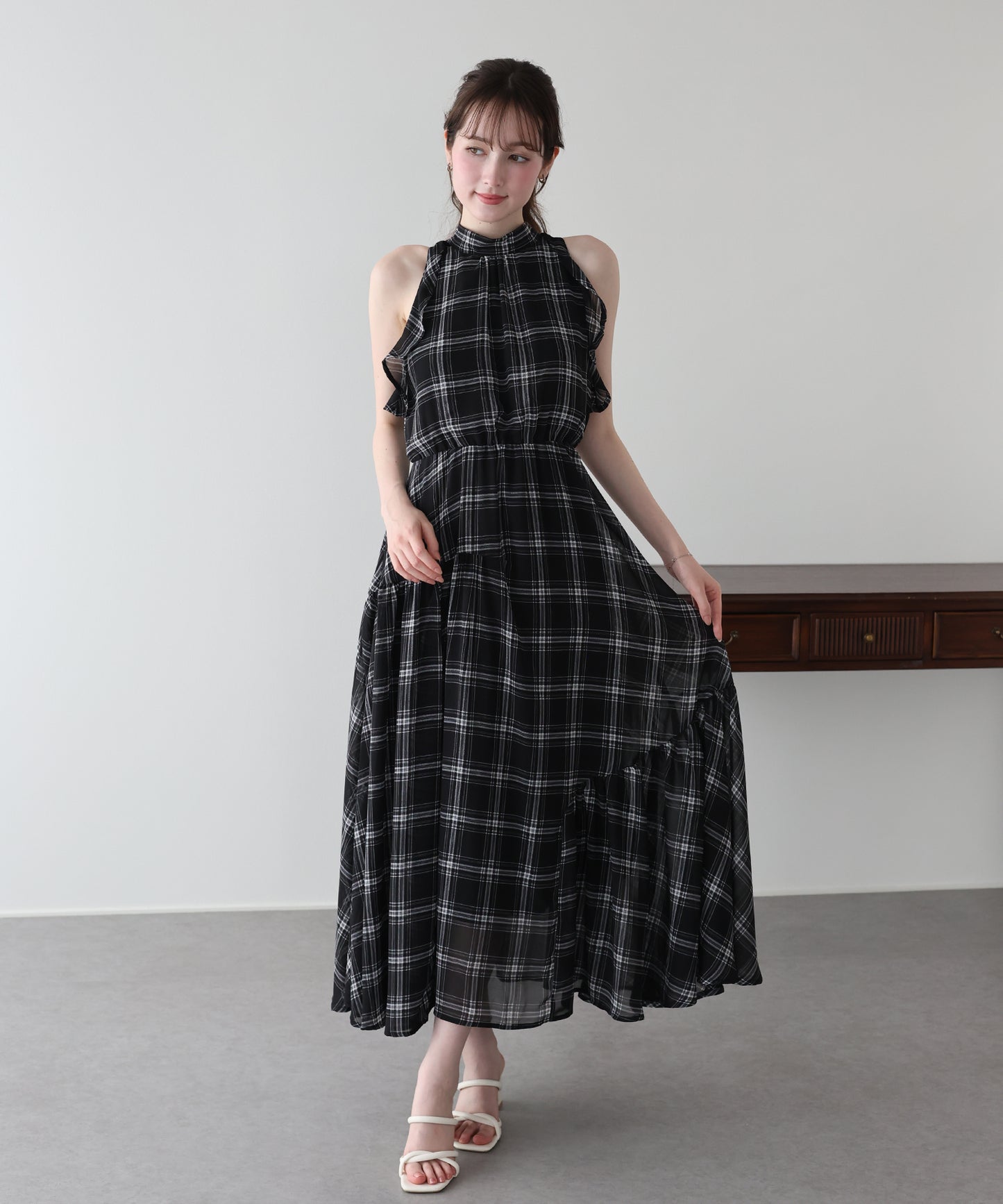 【早割5％OFF】《2サイズ展開》2WAYボウタイ アメスリチェックワンピース