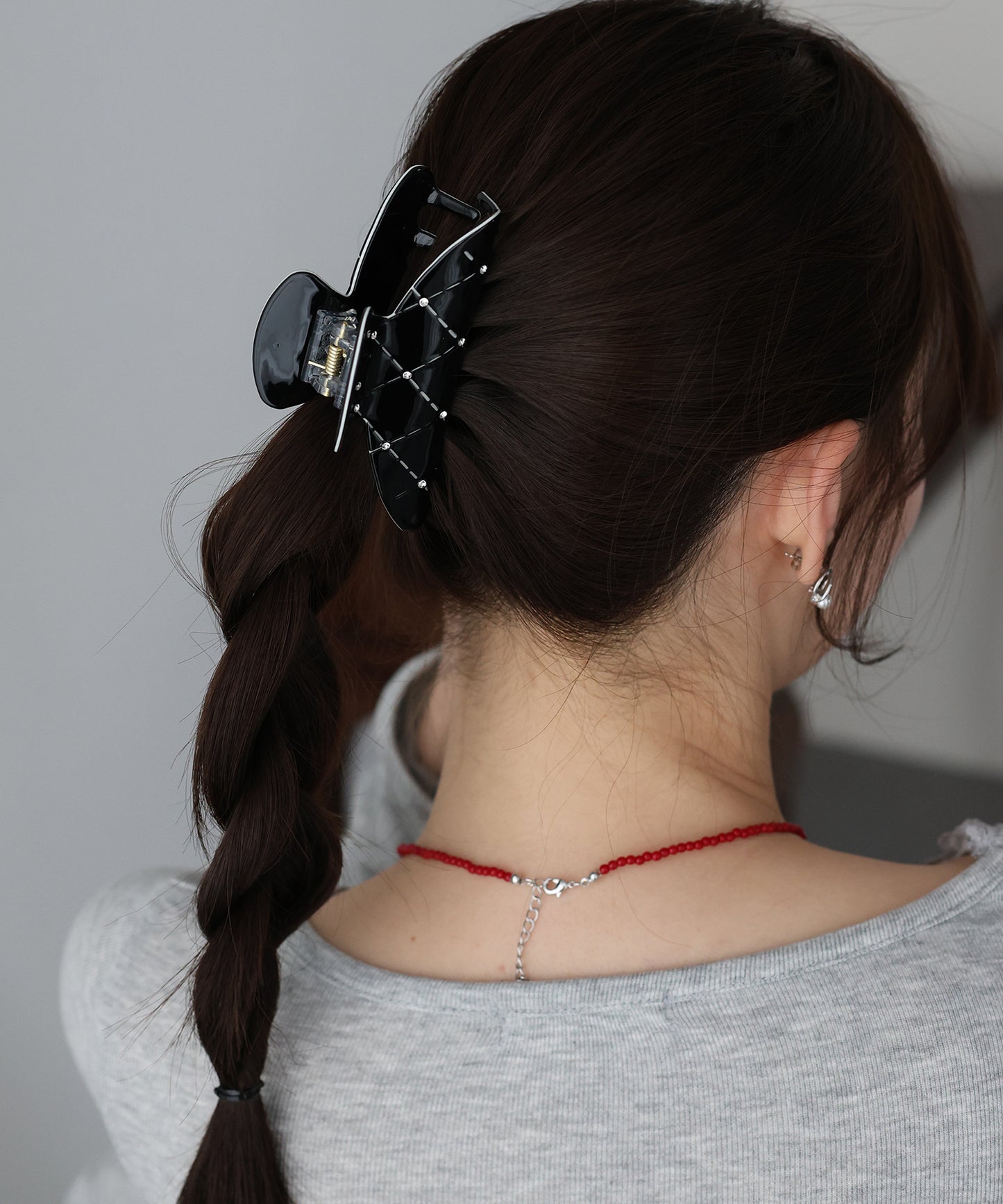 【早割5％OFF】ビジュー付きキルティングバンスクリップ