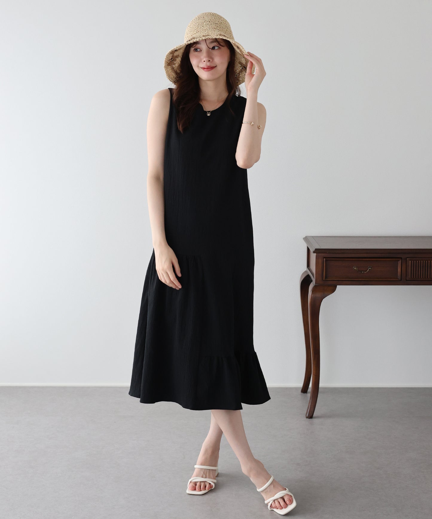 【早割5％OFF】アシンメトリーティアードワンピース