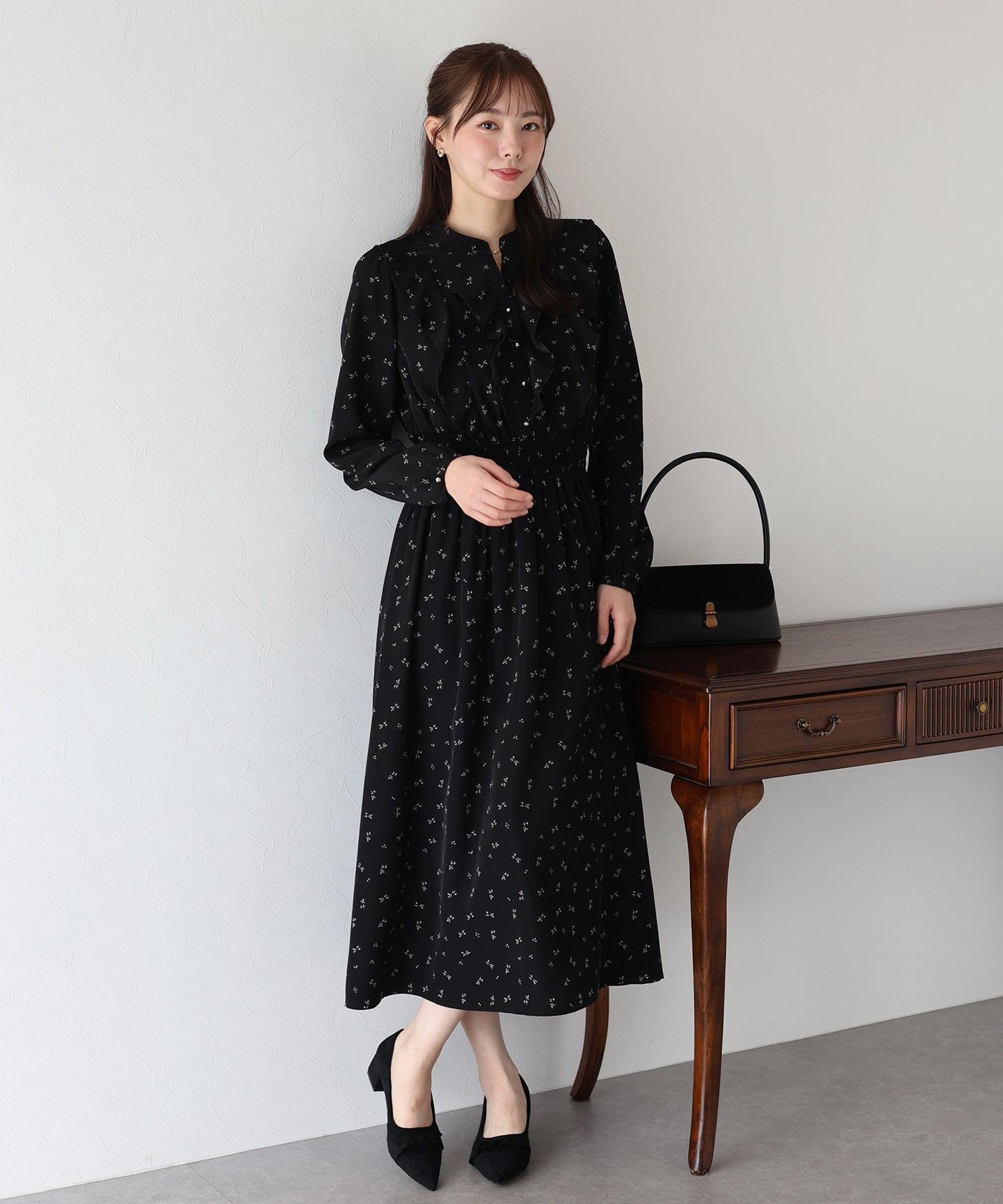 【早割5％OFF】フラワープリントフリルワンピース