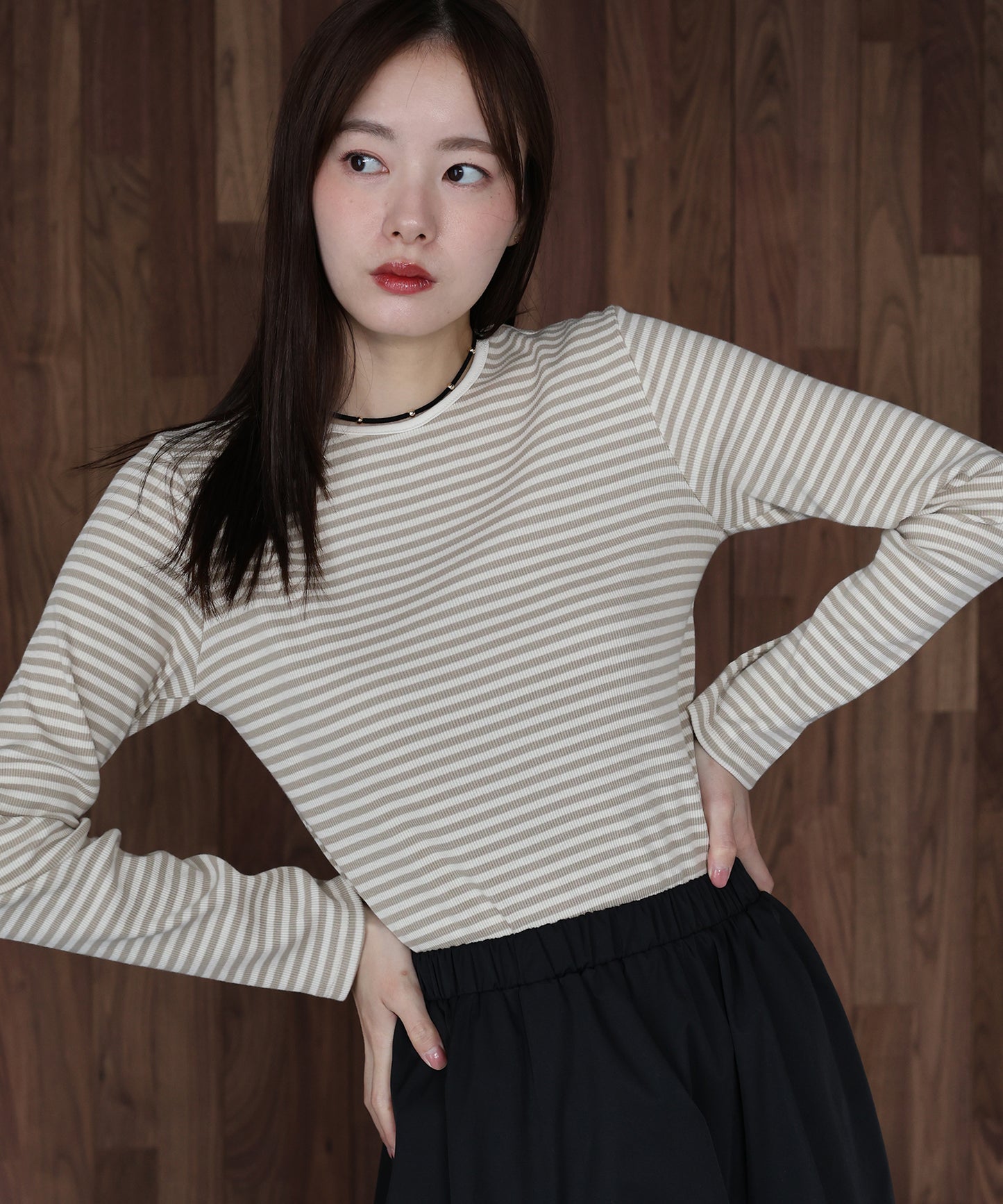 リブボーダーTシャツ【ネコポス】