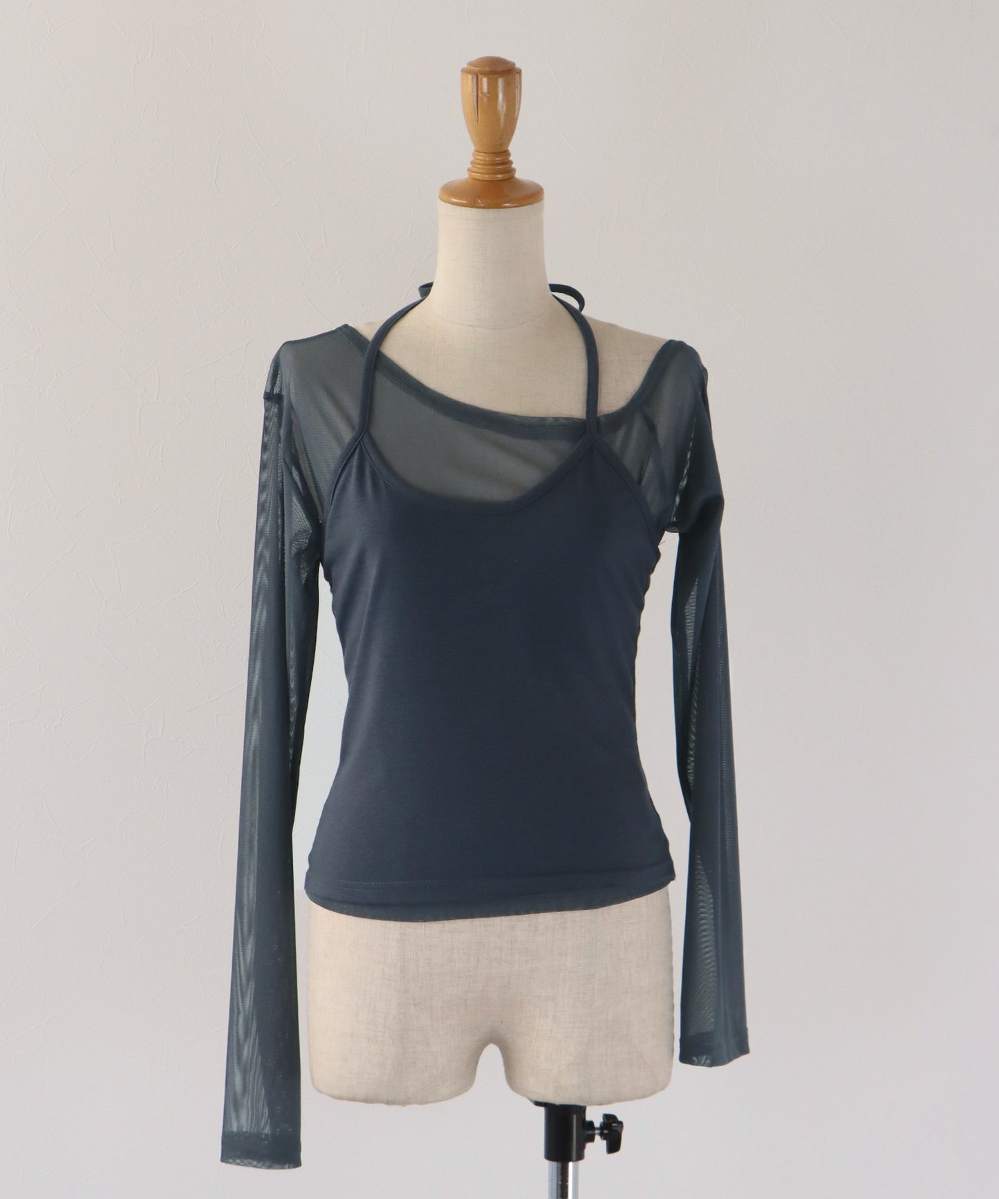 ホルターネックレイヤードシアートップス【ネコポス】