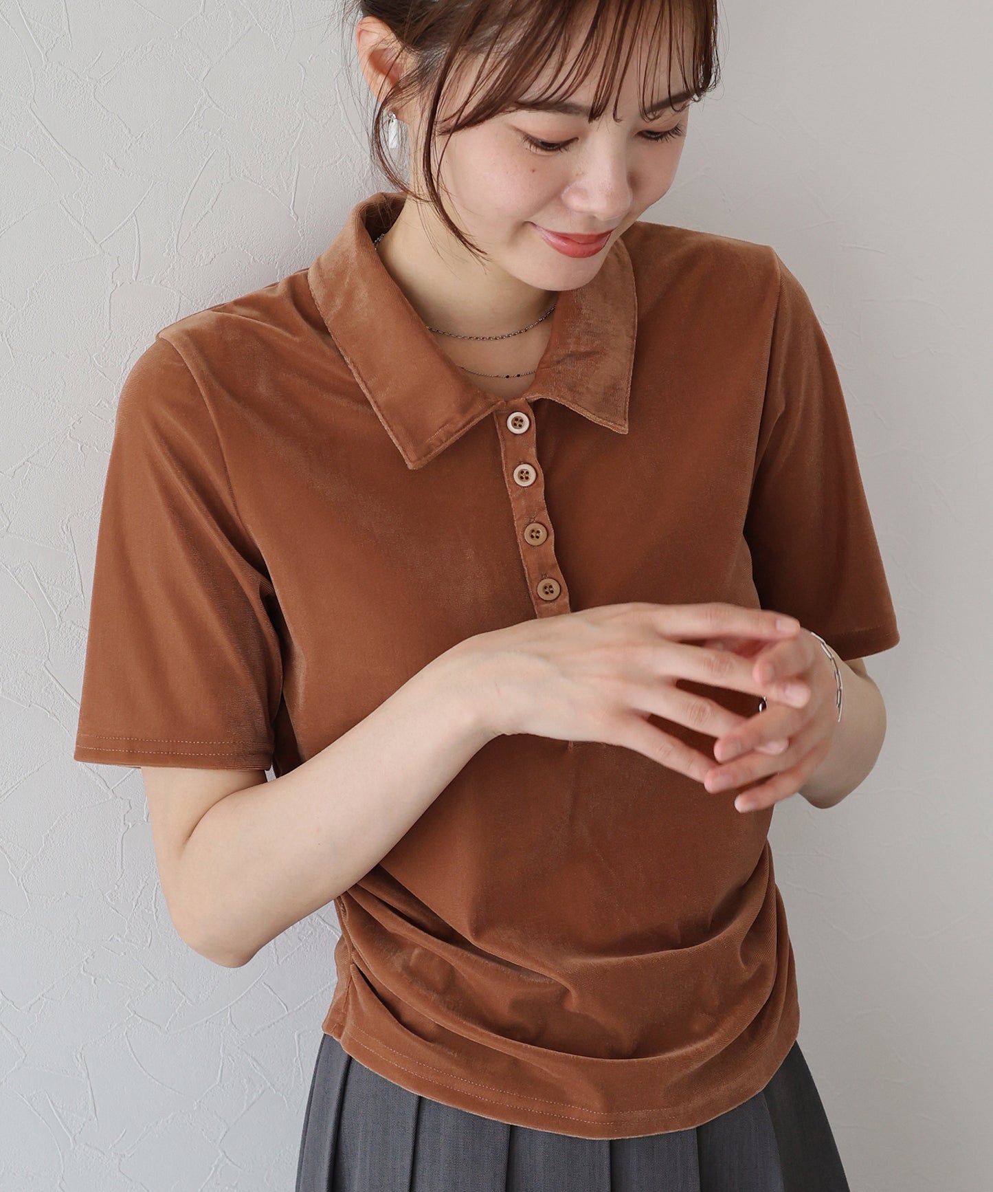 【TIME SALE】シアーベロアポロシャツ【ネコポス】