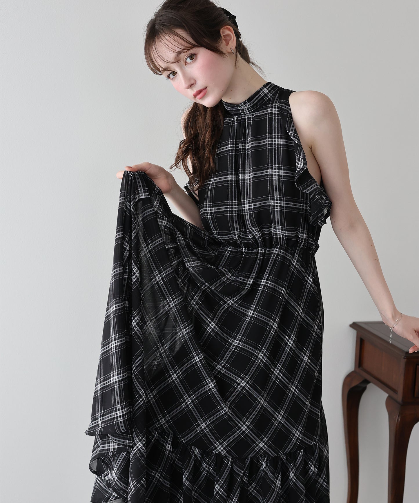 【早割5％OFF】《2サイズ展開》2WAYボウタイ アメスリチェックワンピース