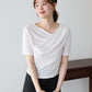 【早割5％OFF】ドットドレープネックリブTシャツ【メール便】