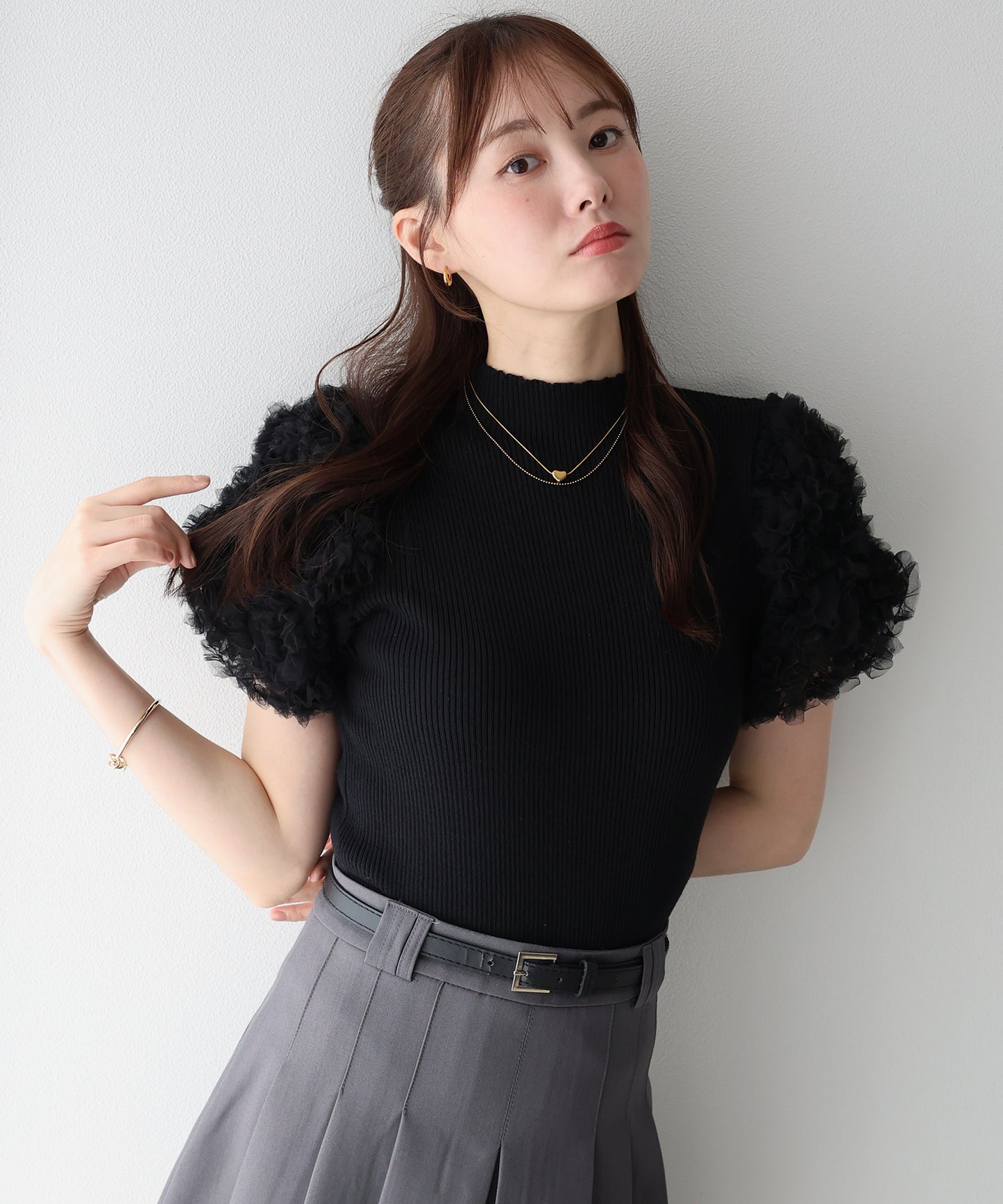 フラワーチュールスリーブニット