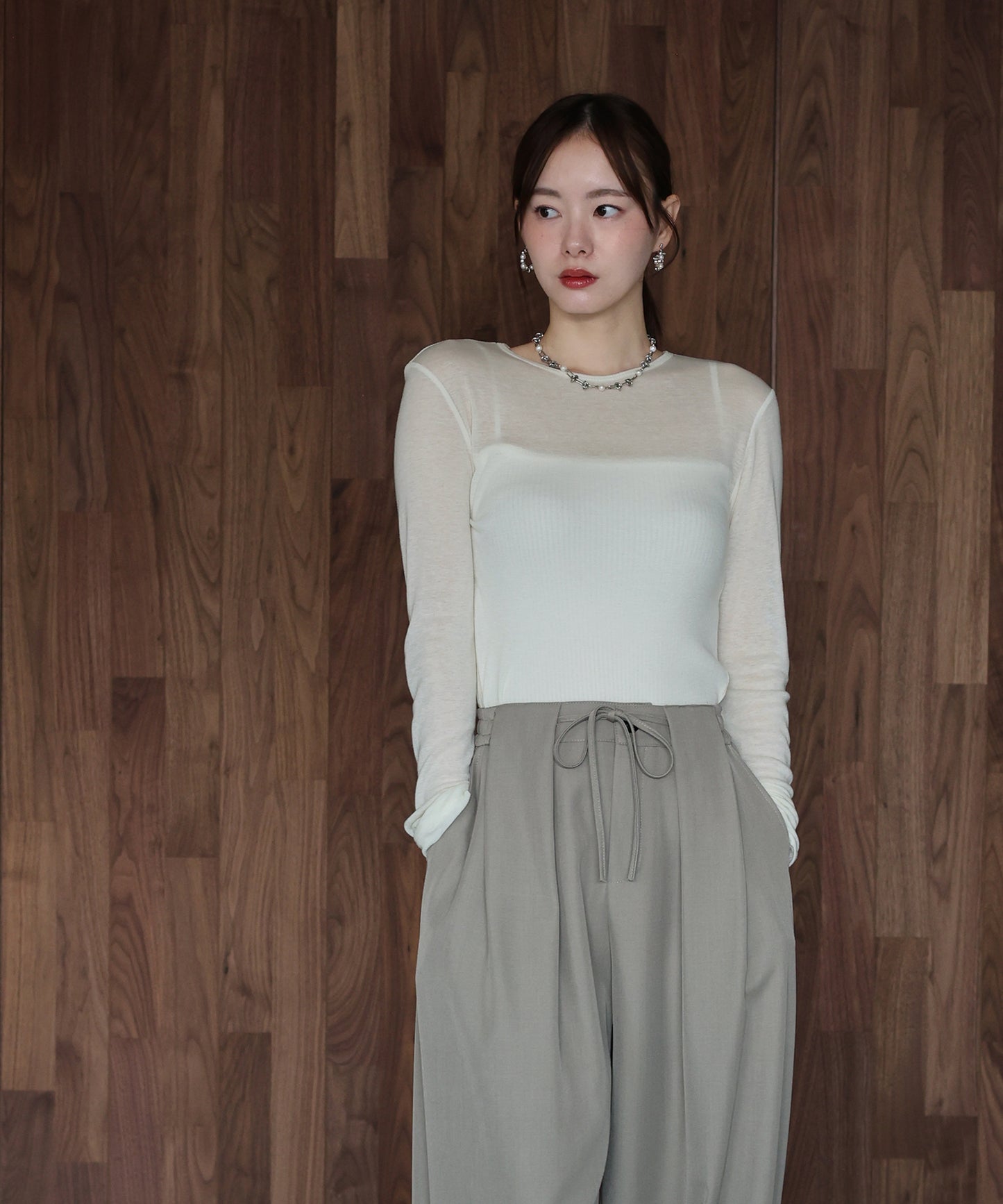 ロングスリーブシアーカットソー【ネコポス】