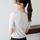 【早割5％OFF】ドットドレープネックリブTシャツ【メール便】
