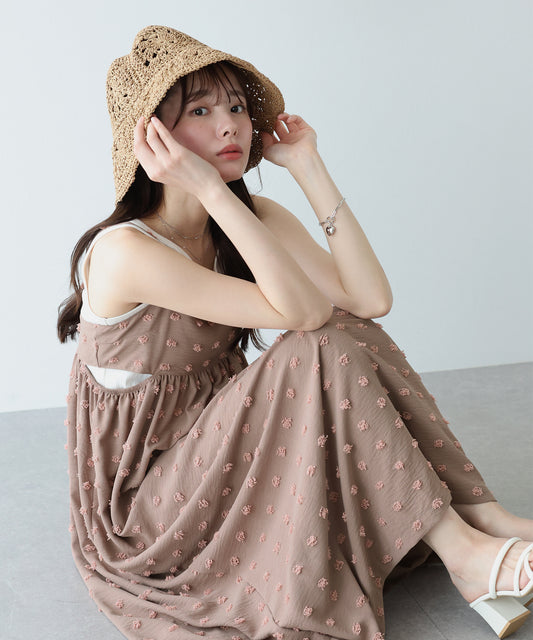 【TIME SALE】ドットジャガードキャミワンピース