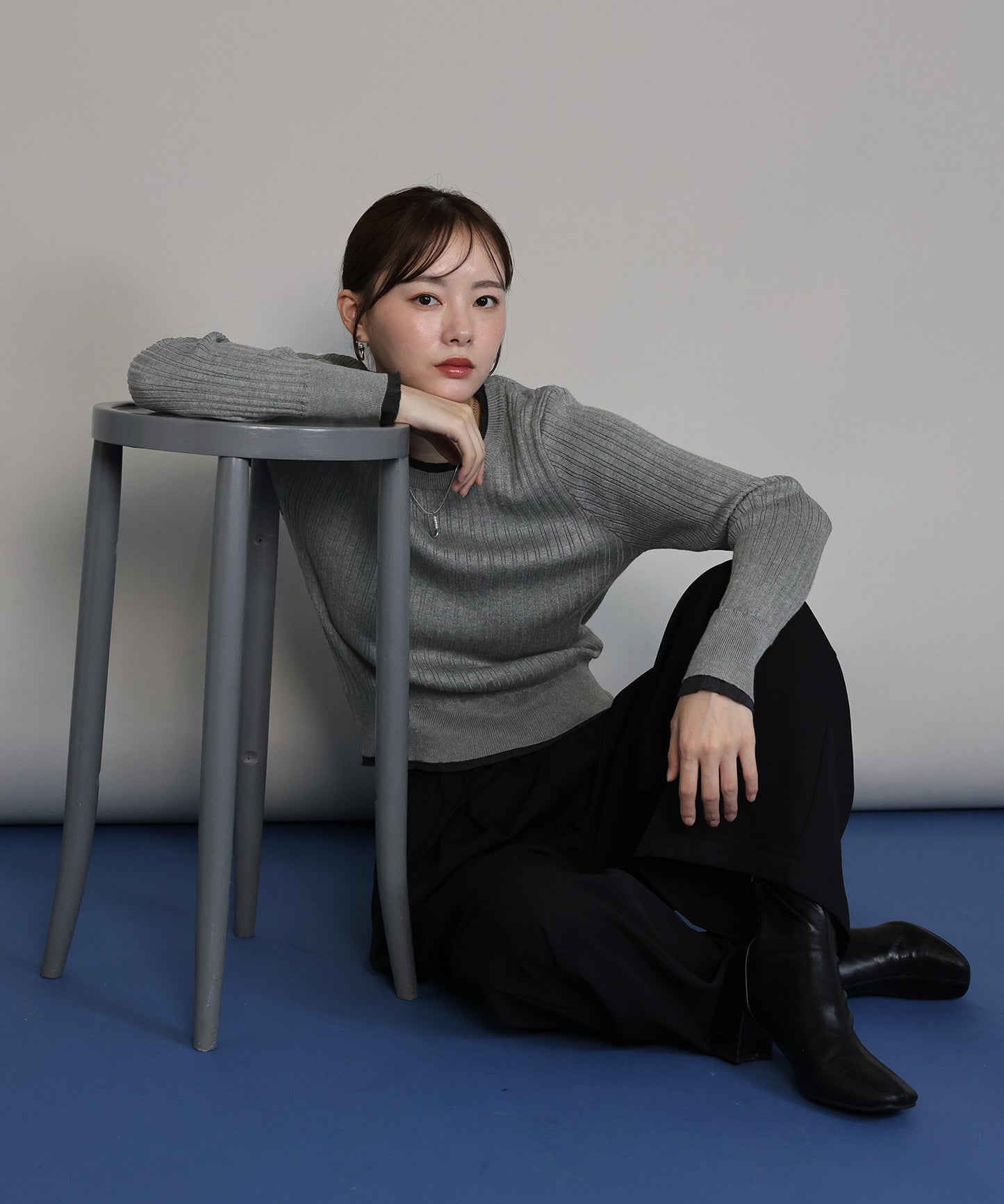 レイヤードランダムリブニット[ J by blue ]