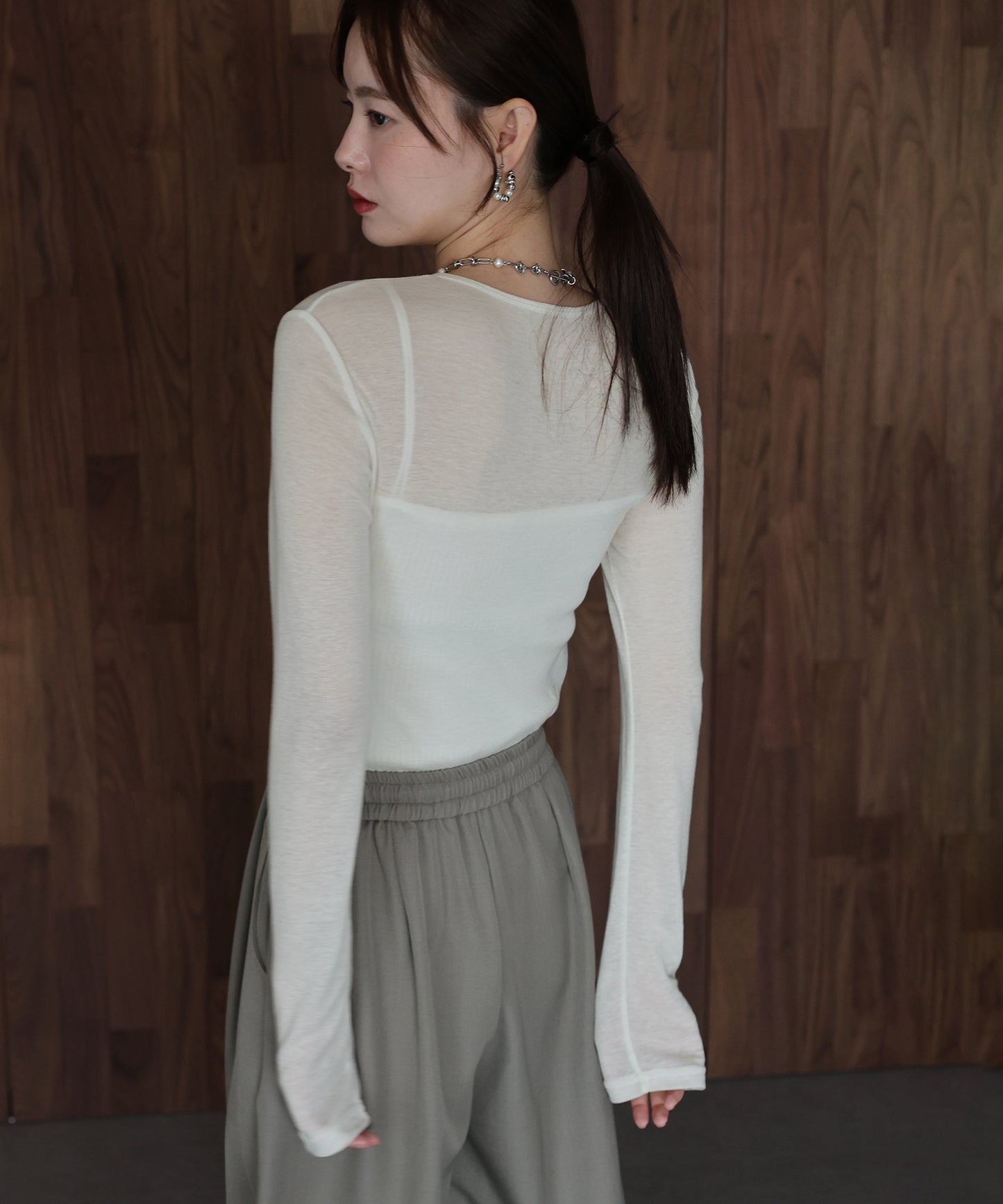 ロングスリーブシアーカットソー【ネコポス】