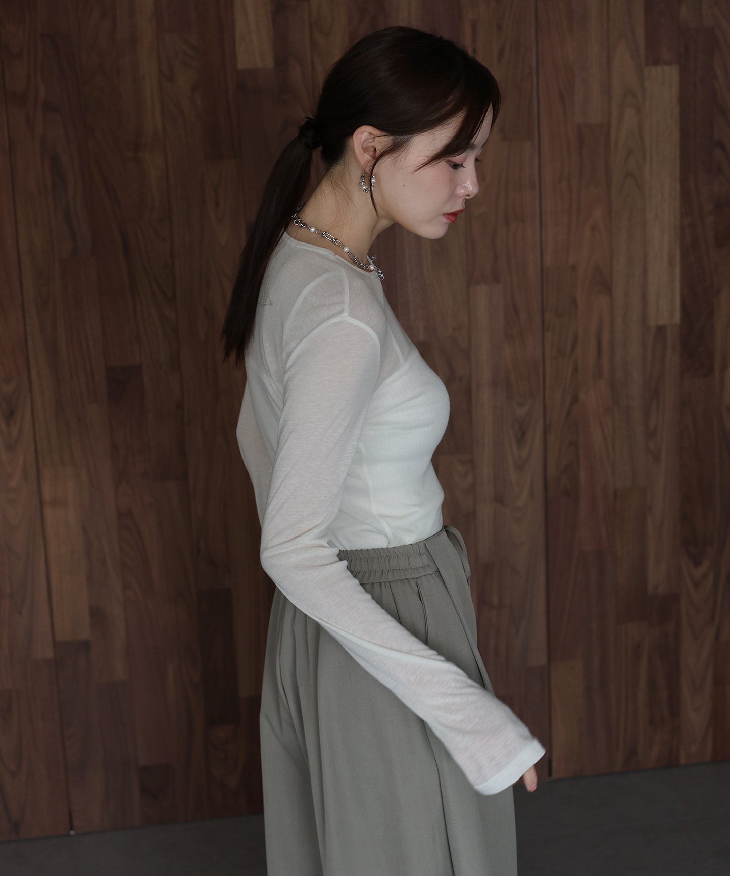 ロングスリーブシアーカットソー【ネコポス】