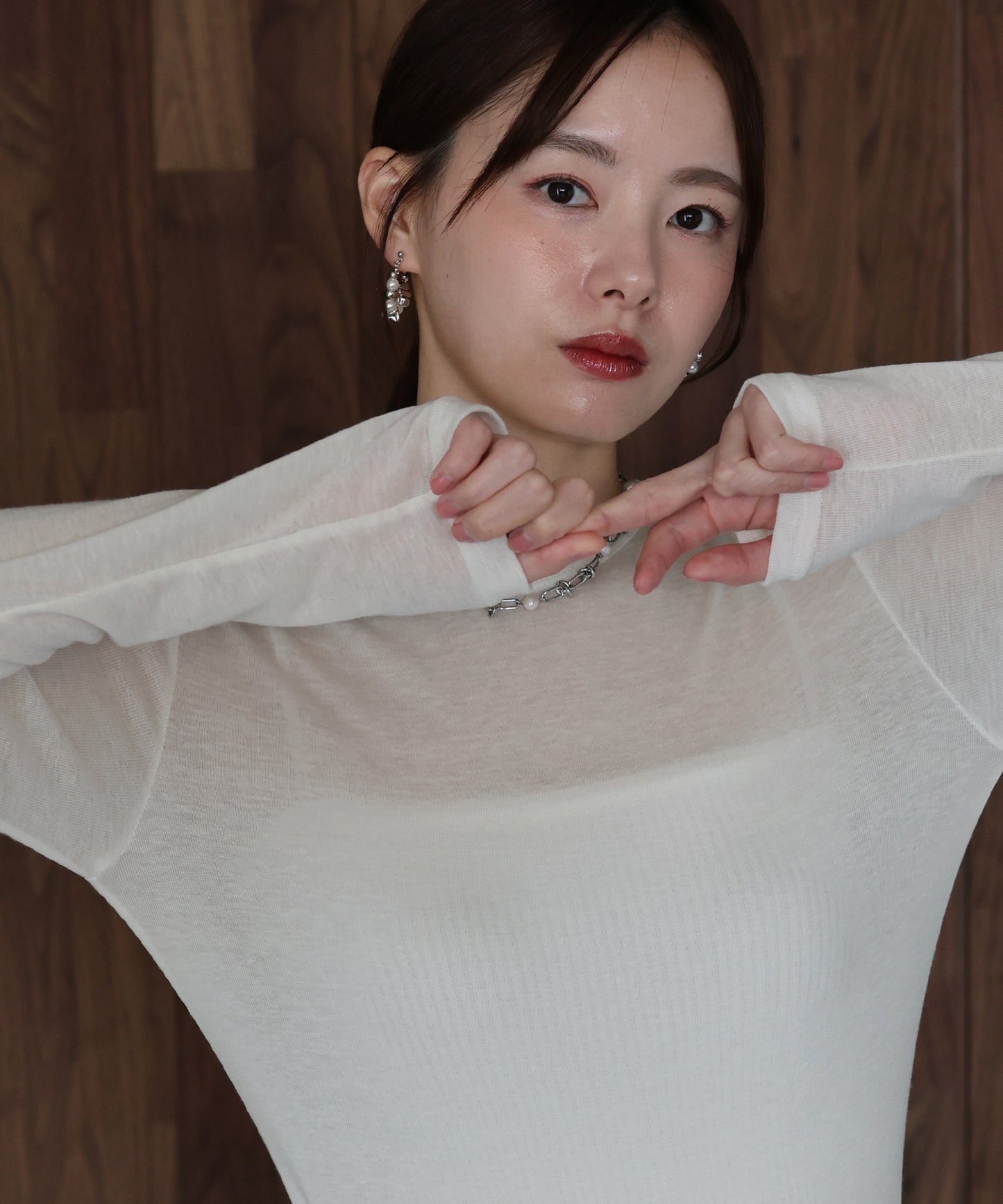 ロングスリーブシアーカットソー【ネコポス】