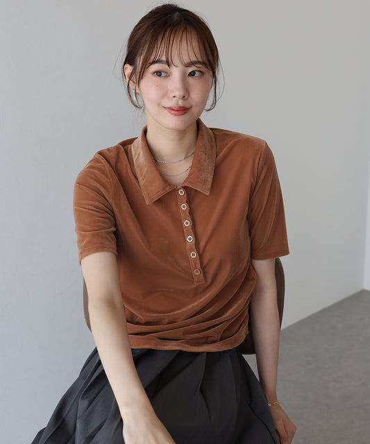 【TIME SALE】シアーベロアポロシャツ【ネコポス】