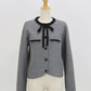 配色リボンカーディガン