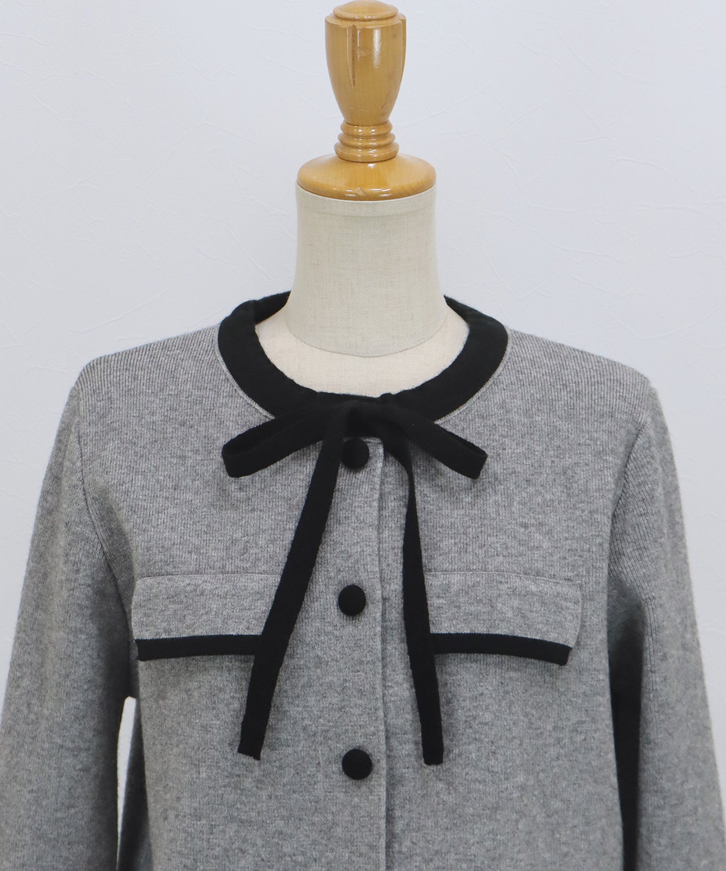 配色リボンカーディガン