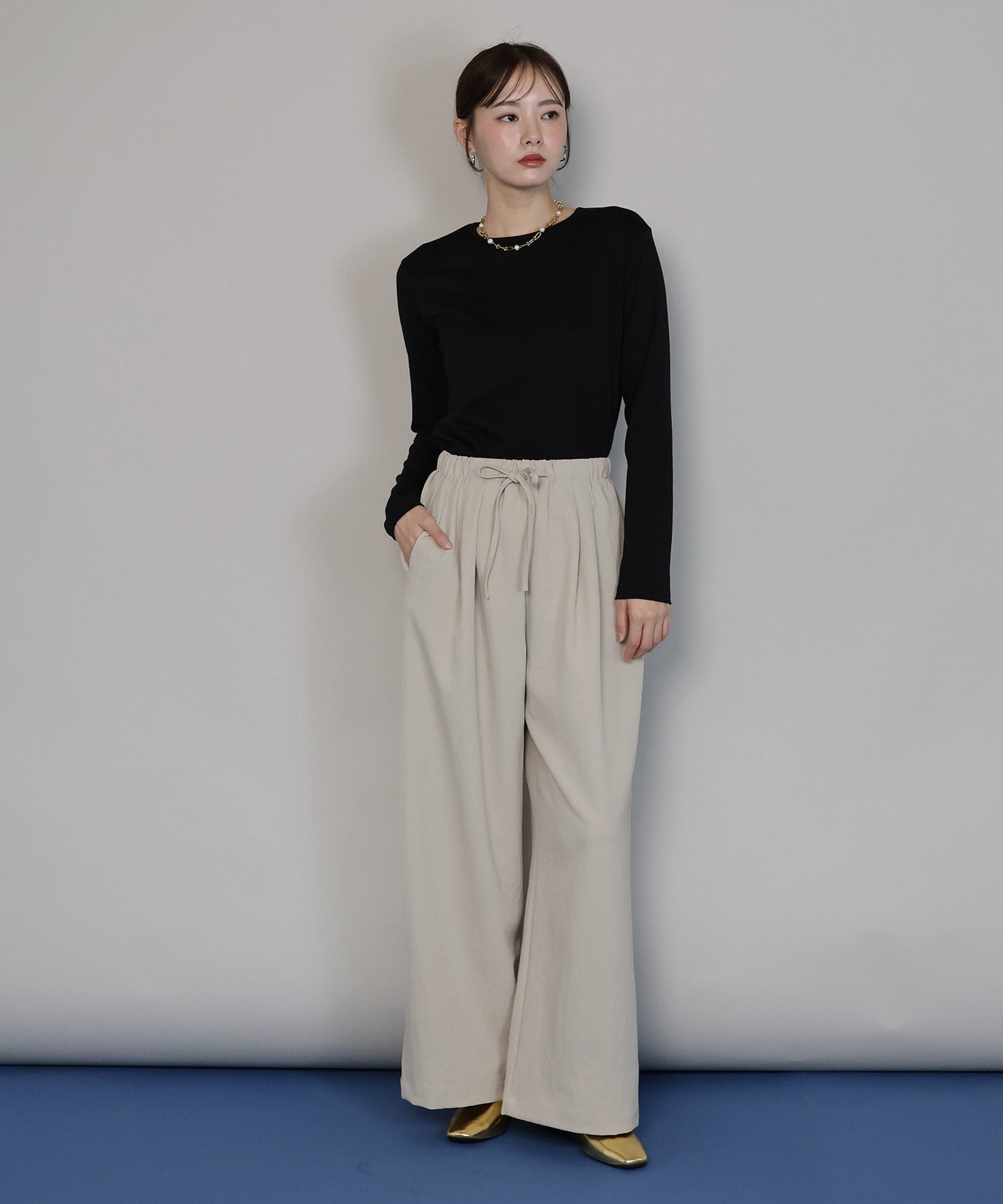 【TIME SALE】タックワイドイージーパンツ[ J by blue ]