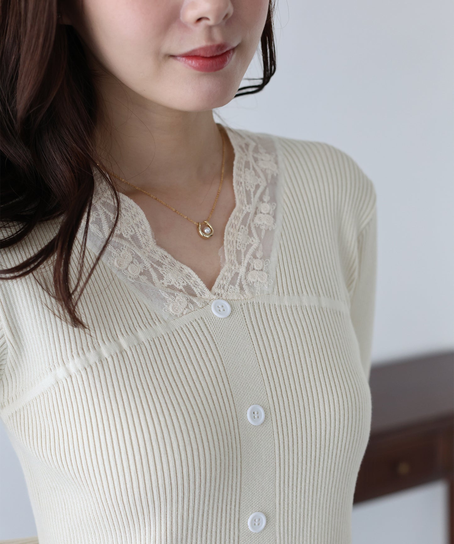 【早割5％OFF】レースドッキングニット