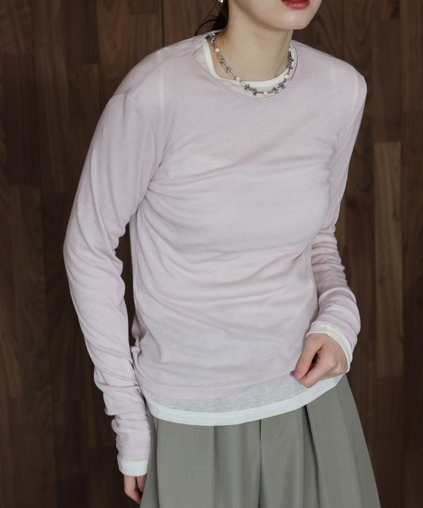 ロングスリーブシアーカットソー【ネコポス】