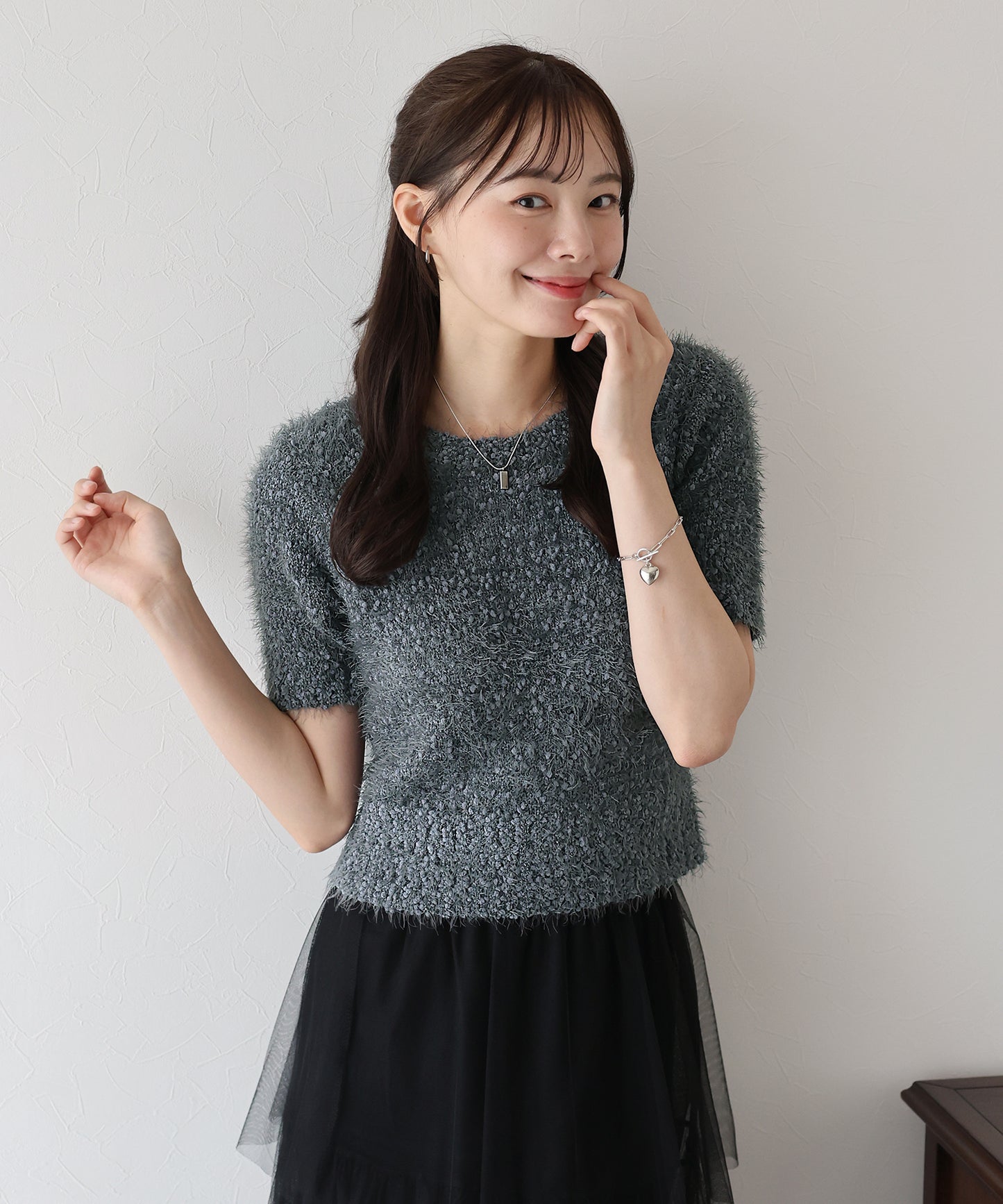 【TIME SALE】ぽこぽこシャギー半袖ニット