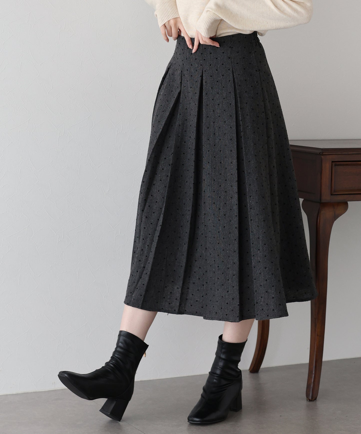ハートドットフロッキーツイードスカート