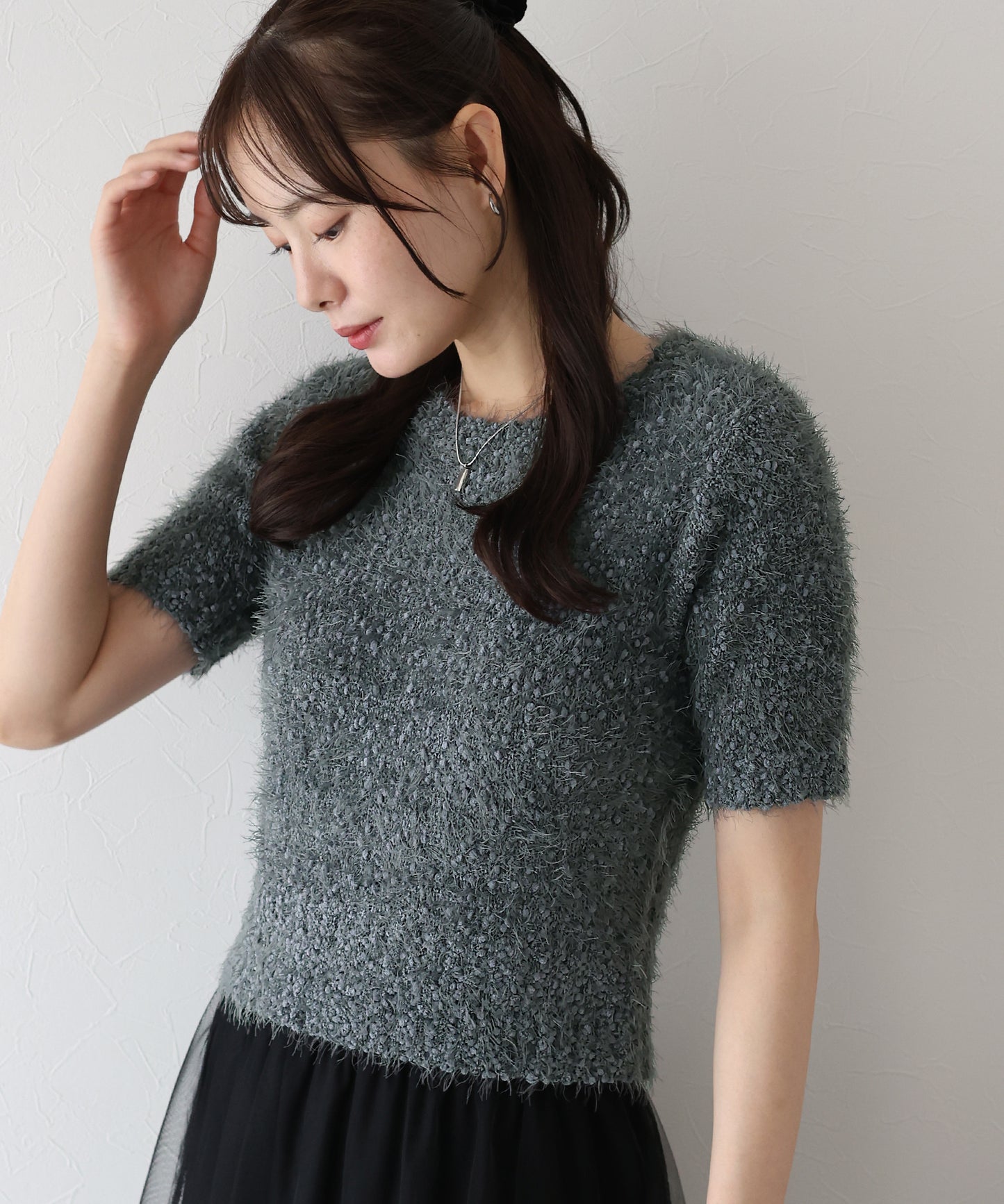 【TIME SALE】ぽこぽこシャギー半袖ニット