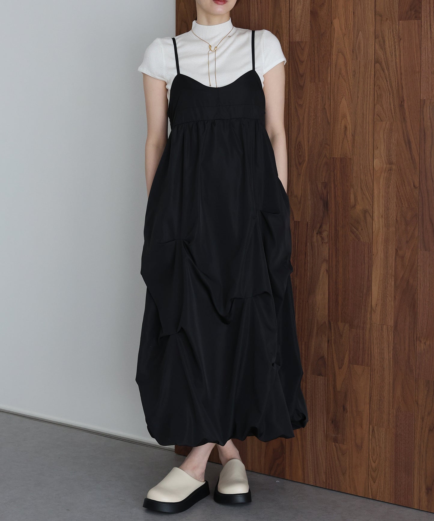 ランダムタックバルーンキャミワンピース