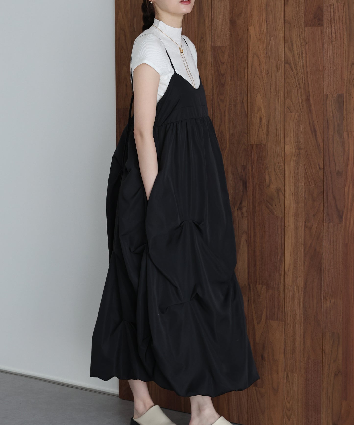 ランダムタックバルーンキャミワンピース