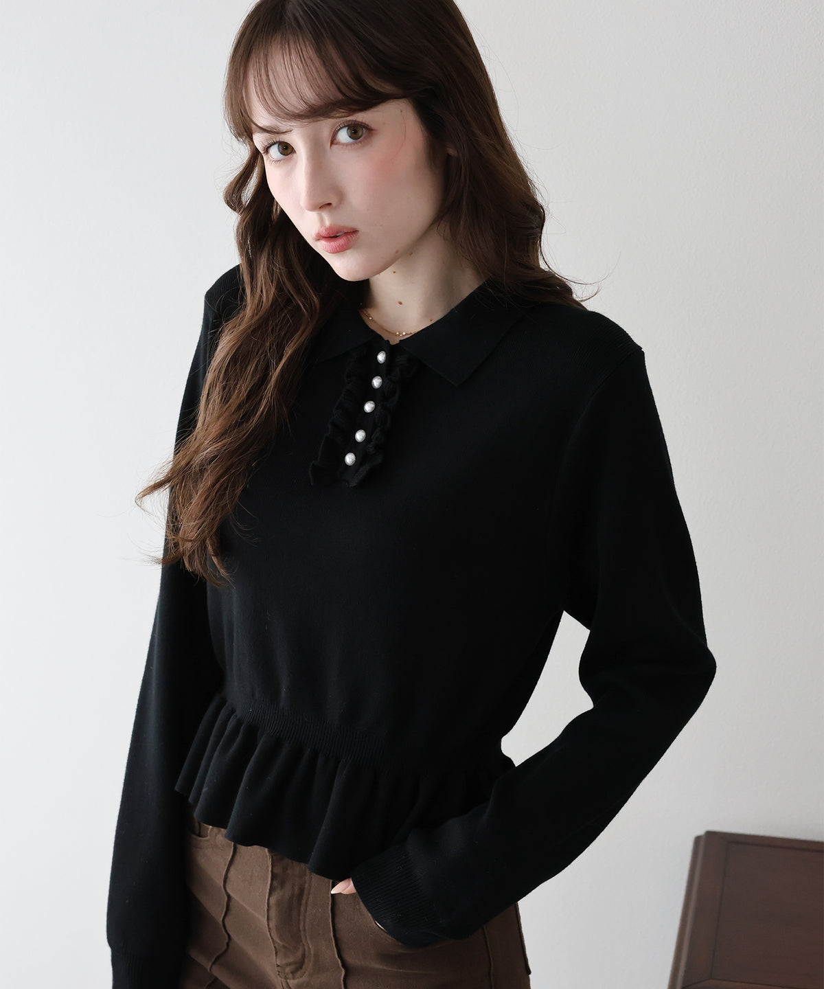 【早割5％OFF】フロントフリルペプラムポロニット