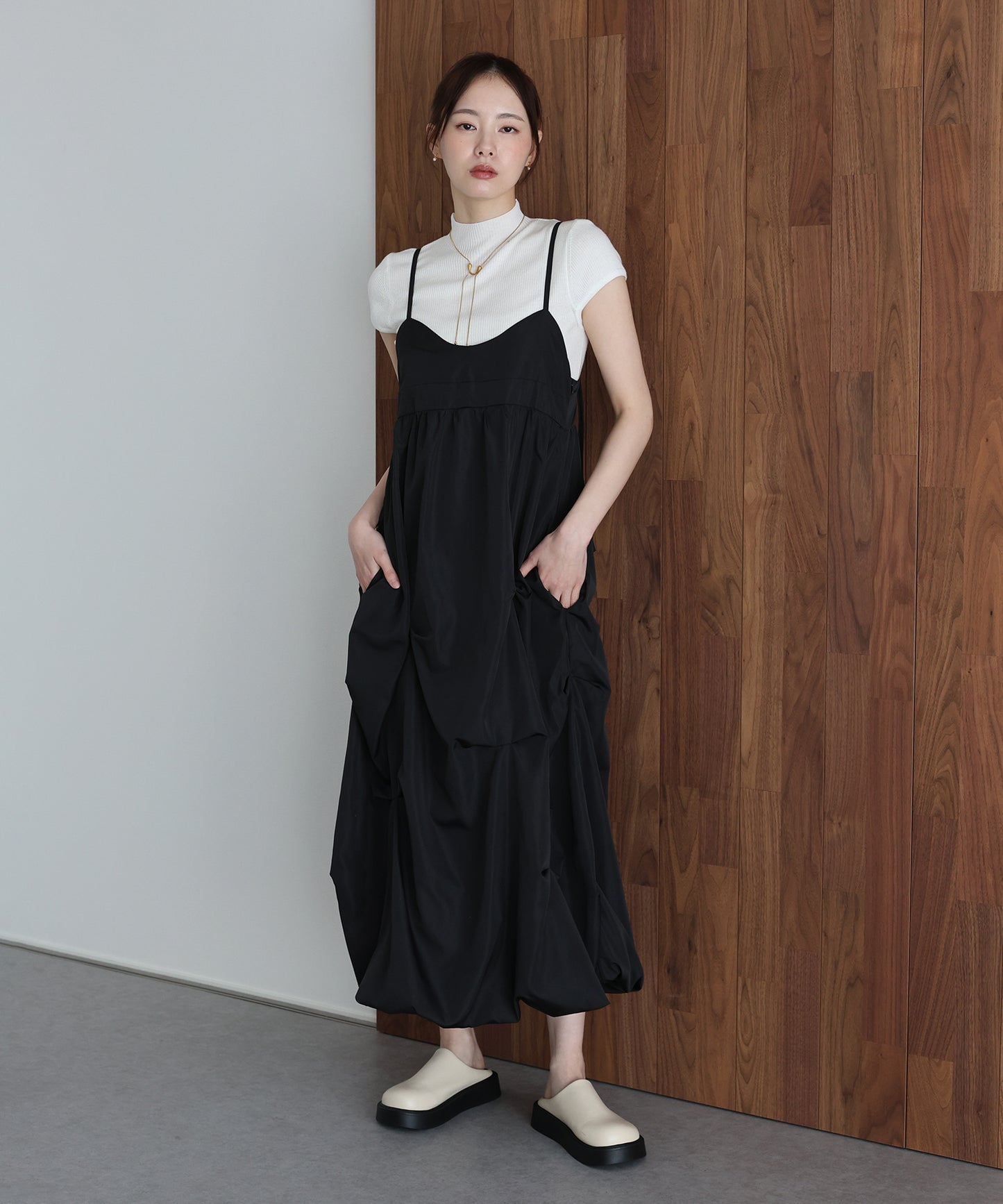 ランダムタックバルーンキャミワンピース