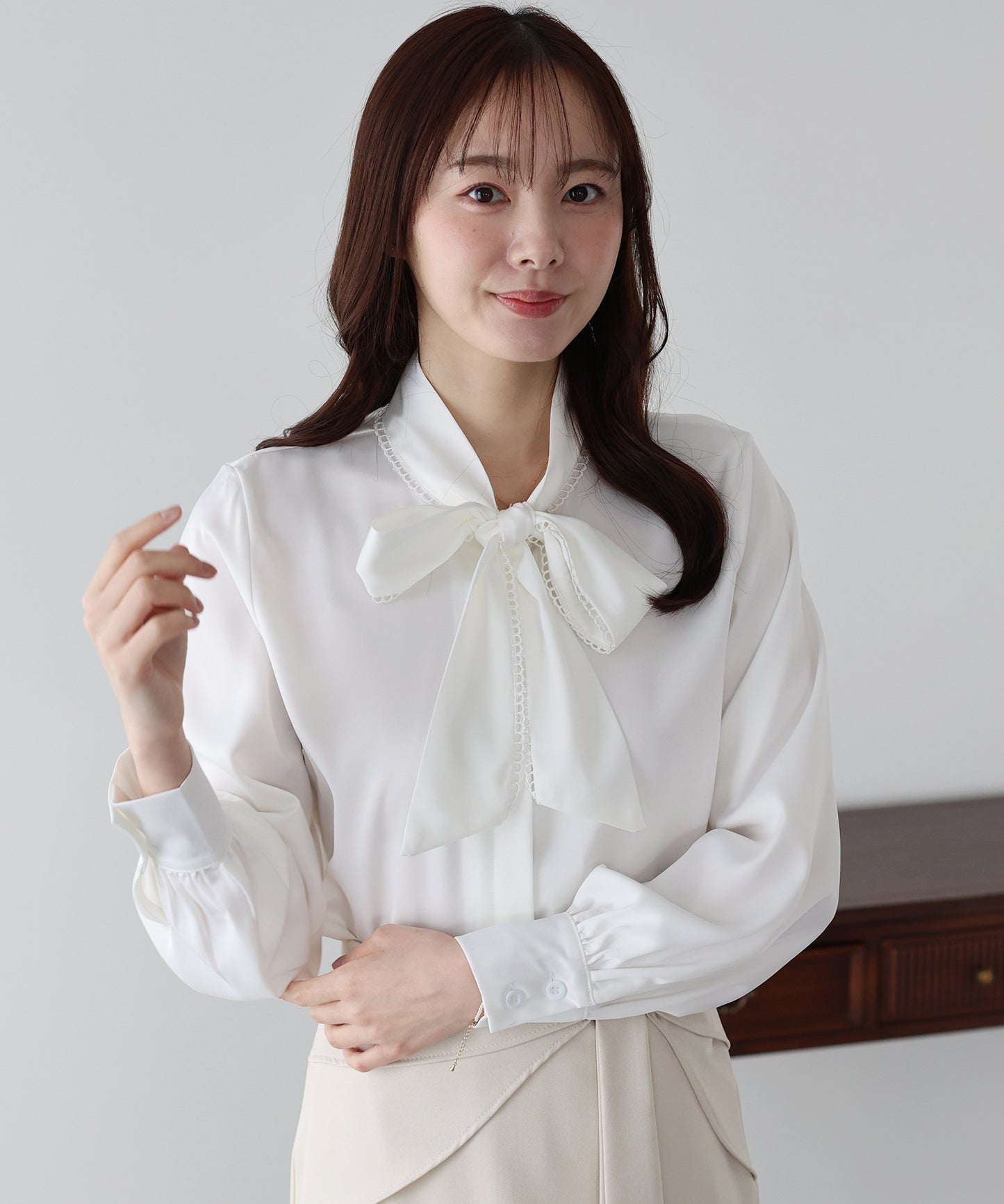 レーストリムリボンブラウス【ネコポス】