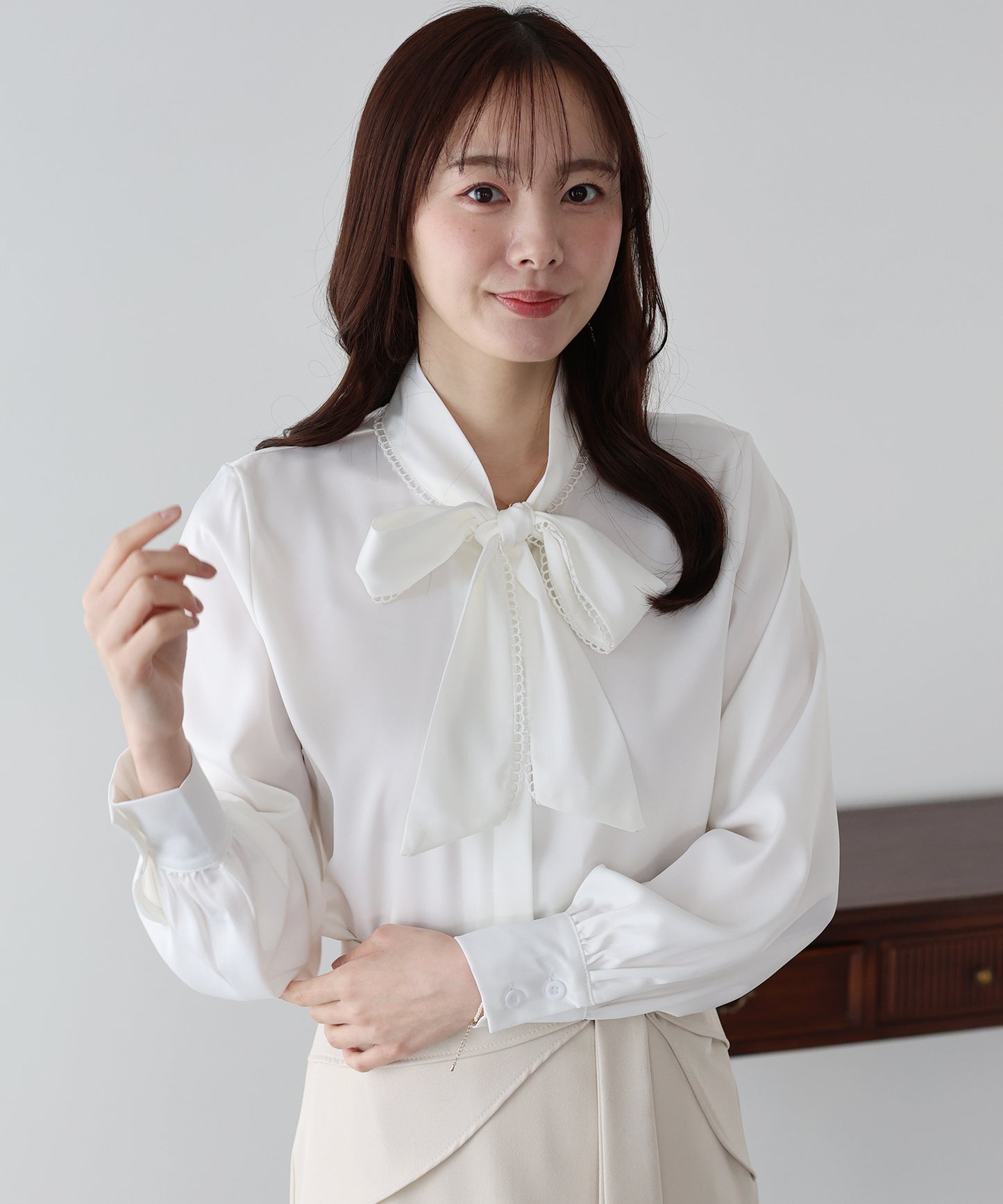 レーストリムリボンブラウス【ネコポス】