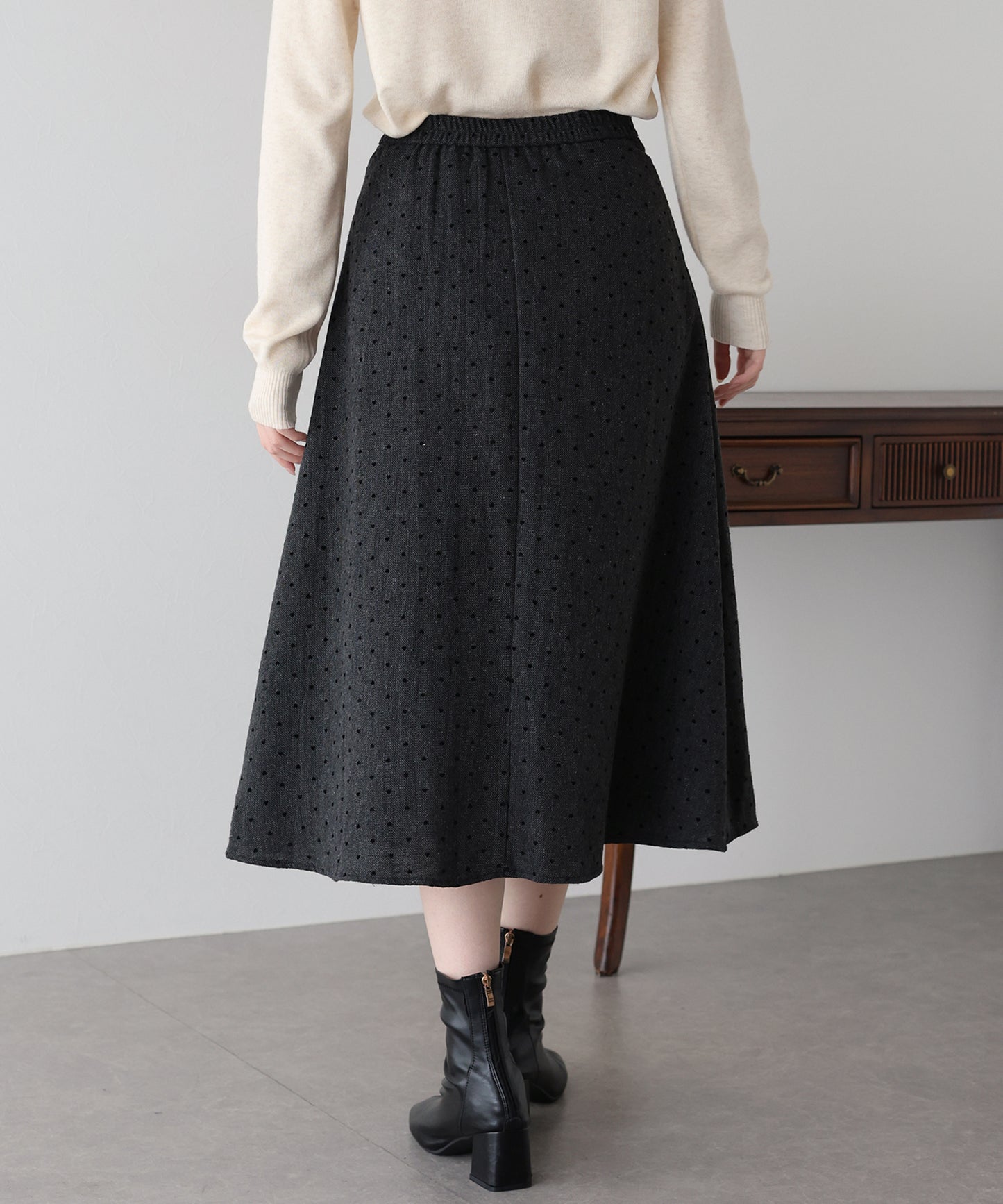 ハートドットフロッキーツイードスカート