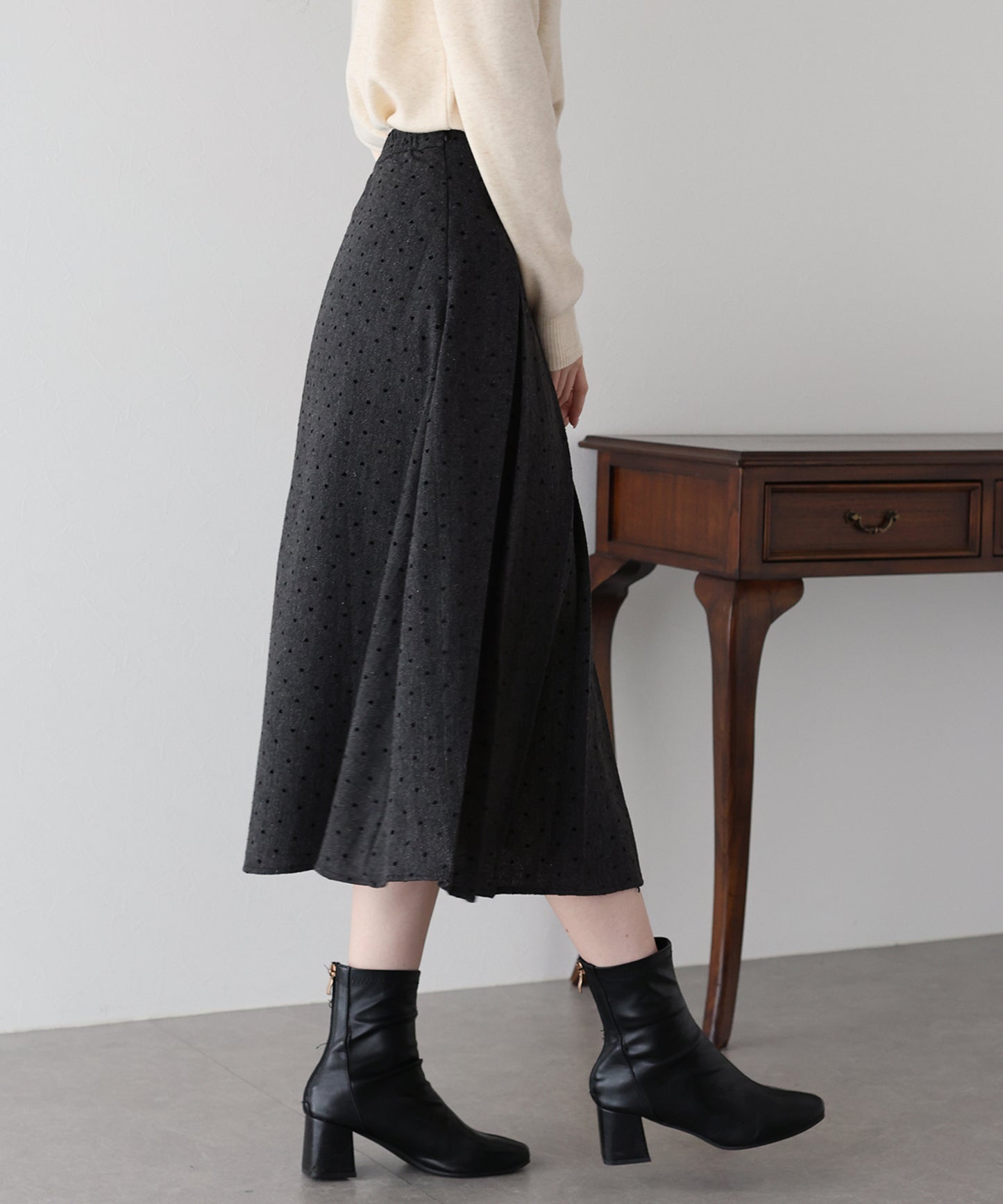 ハートドットフロッキーツイードスカート
