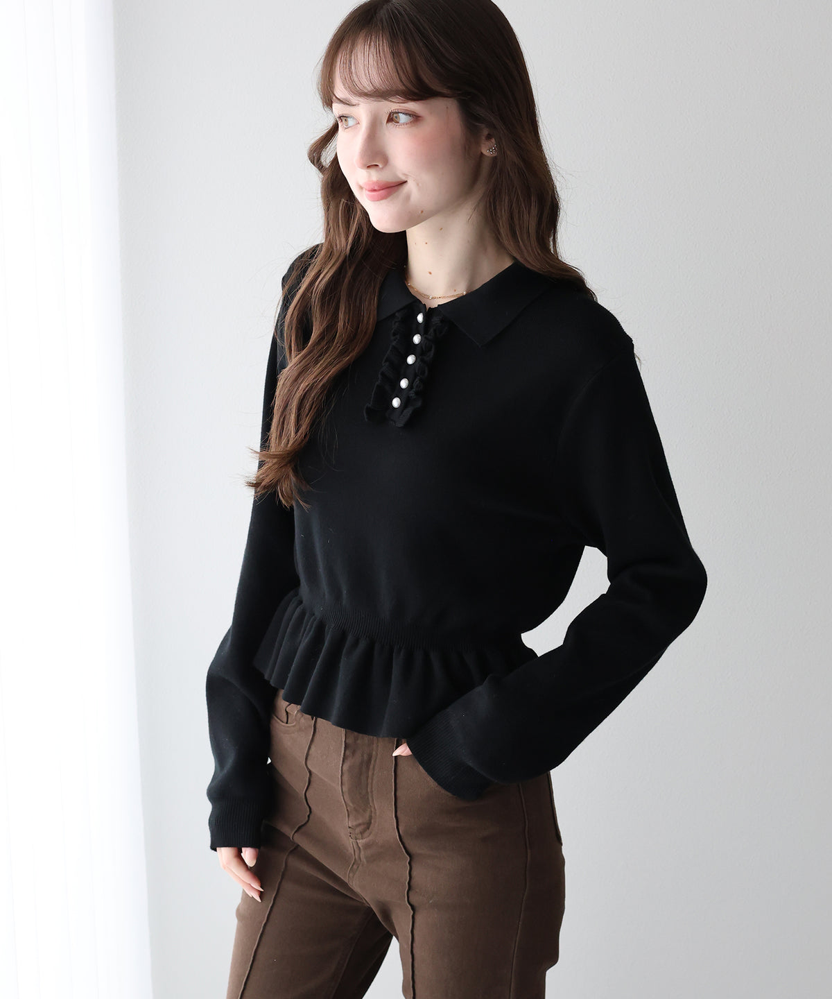 【早割5％OFF】フロントフリルペプラムポロニット