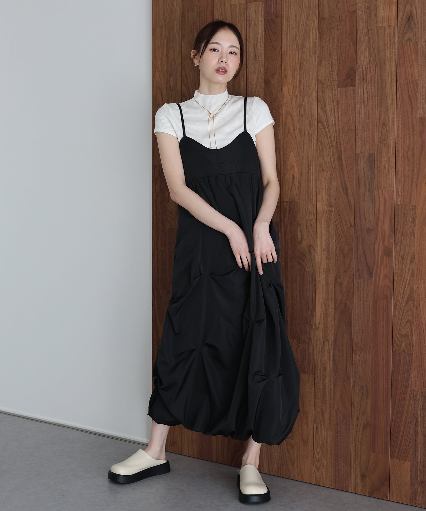 ランダムタックバルーンキャミワンピース