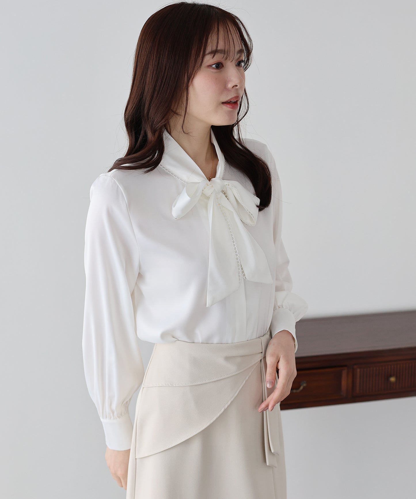 レーストリムリボンブラウス【ネコポス】