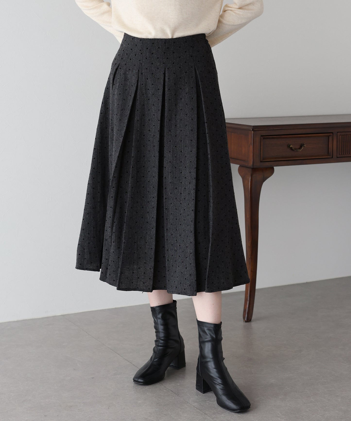 ハートドットフロッキーツイードスカート