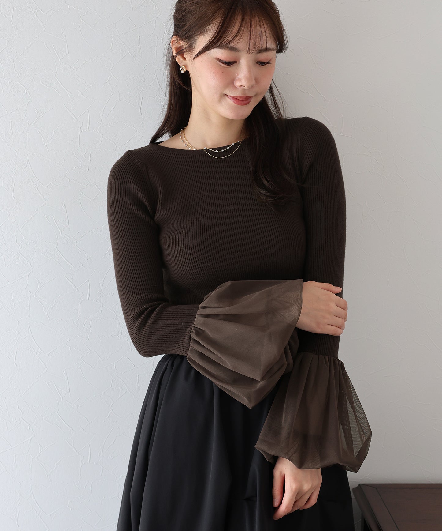 【TIME SALE】チュール袖ニット