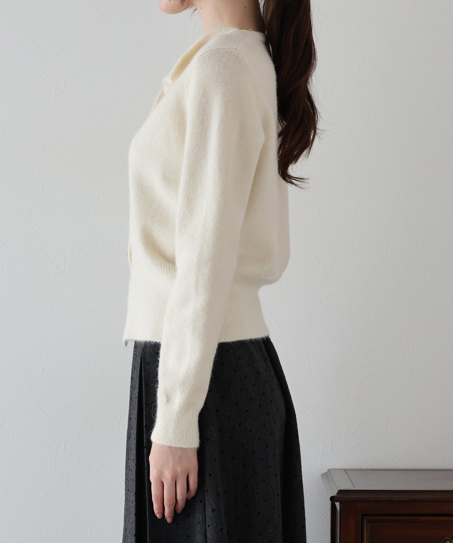 リボンハートボタンニット