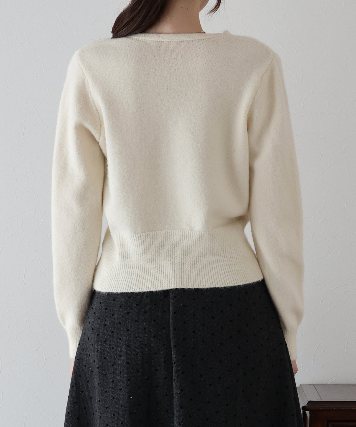 リボンハートボタンニット