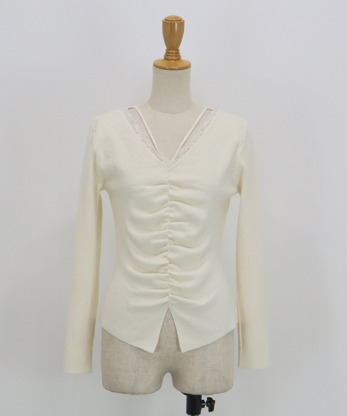 フロントギャザーレースニット