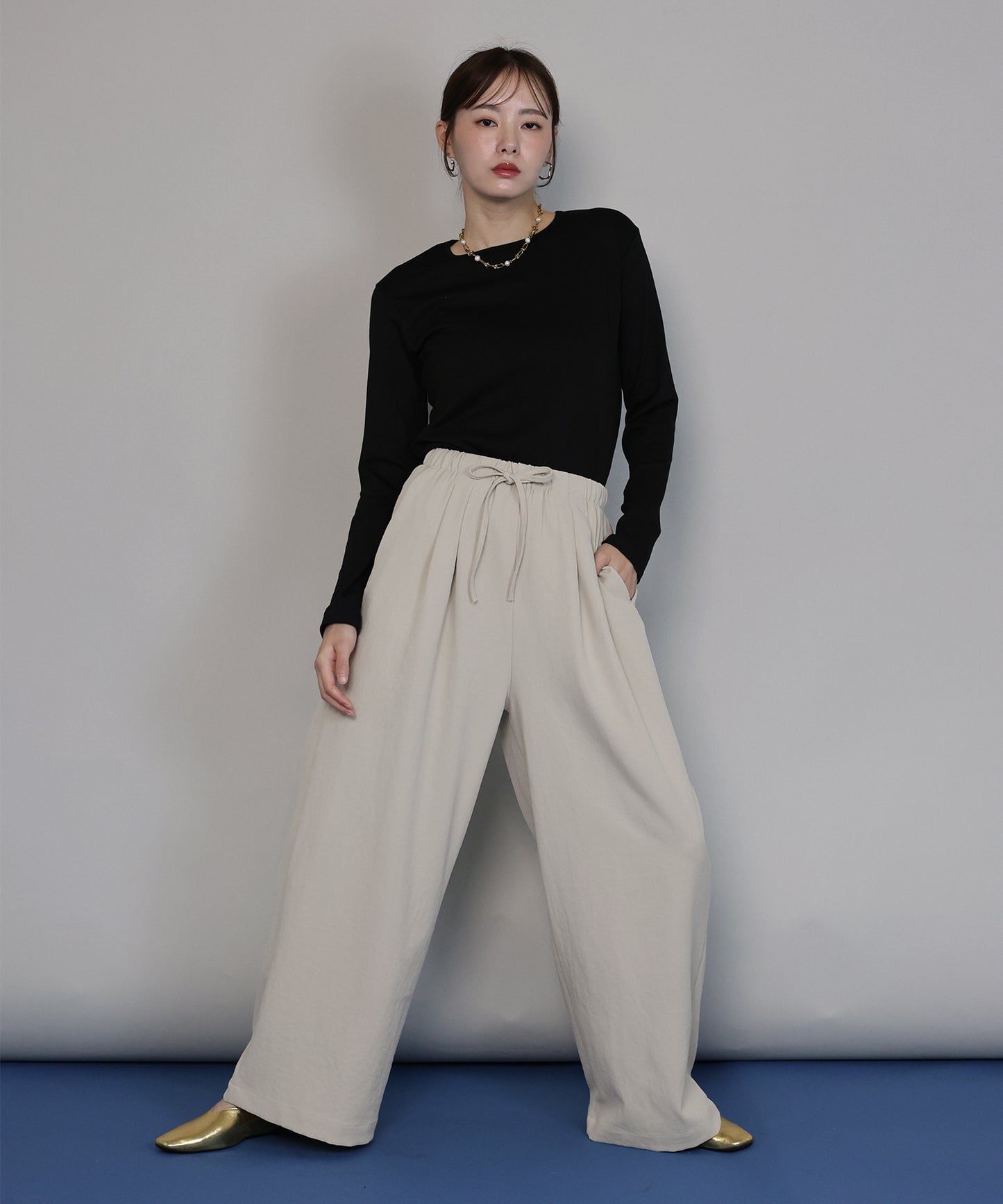 【TIME SALE】タックワイドイージーパンツ[ J by blue ]