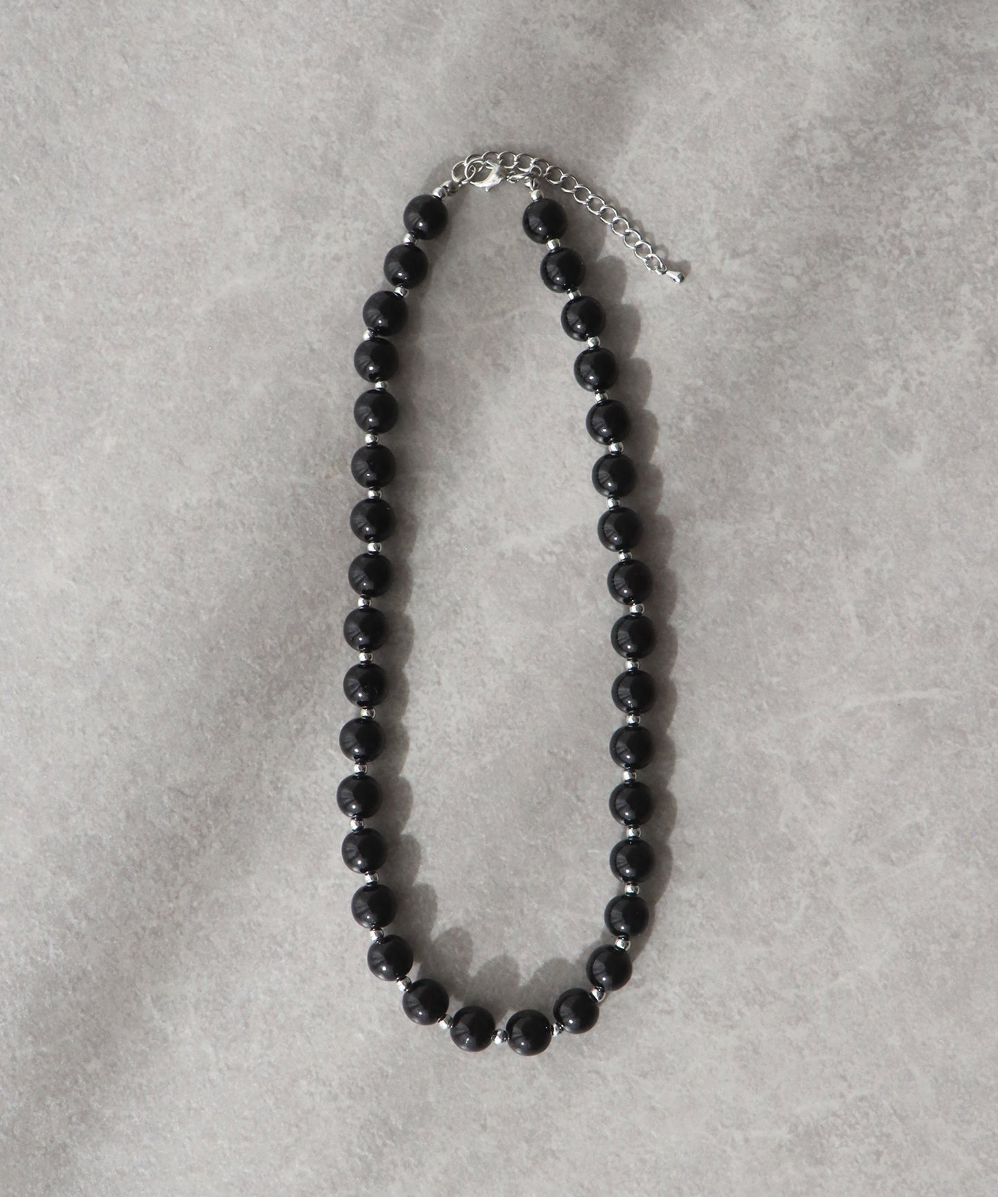 ブラック/パール シルバービーズネックレス【ネコポス】