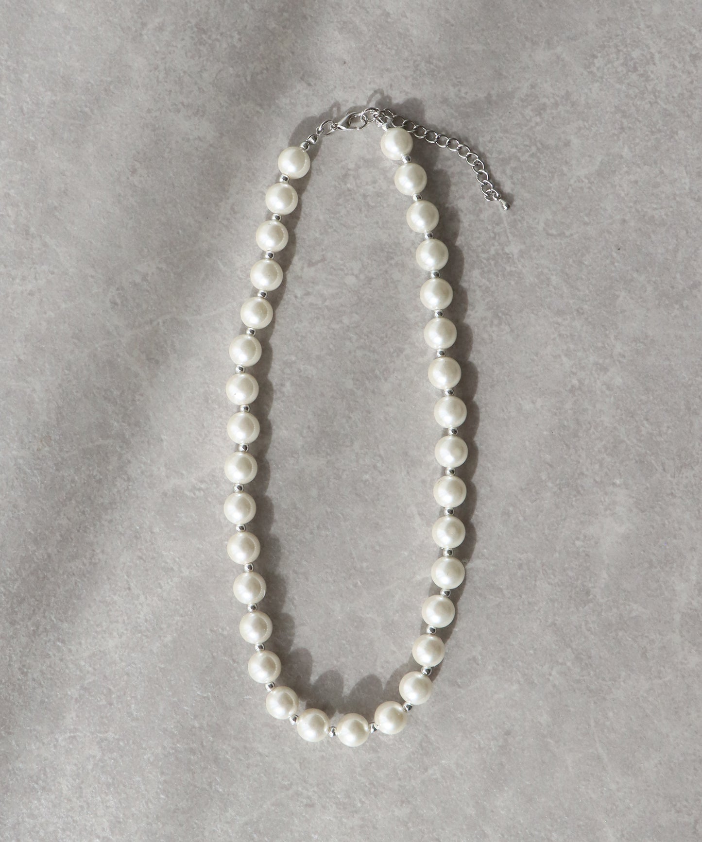 ブラック/パール シルバービーズネックレス【ネコポス】