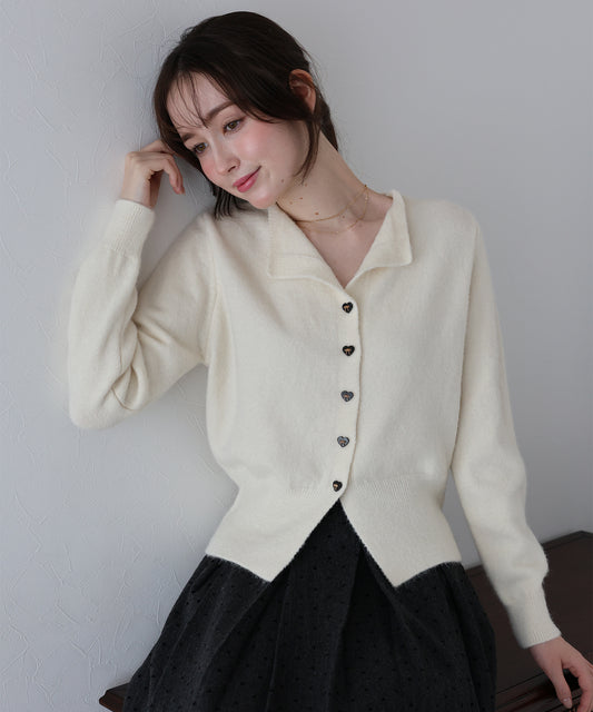 【早割5％OFF】リボンハートボタンニット