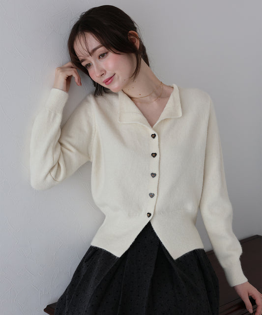 【早割5％OFF】リボンハートボタンニット