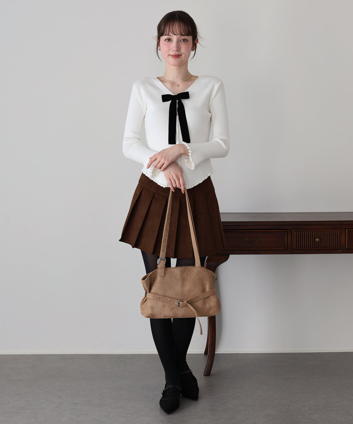 【早割5％OFF】ベロアリボンハートボタンカーディガン