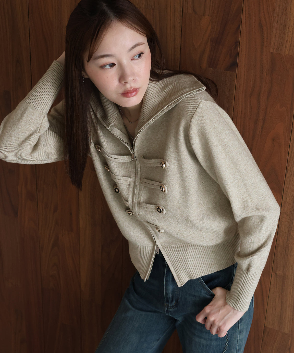 【早割5％OFF】ナポレオンダブルジップニットカーディガン