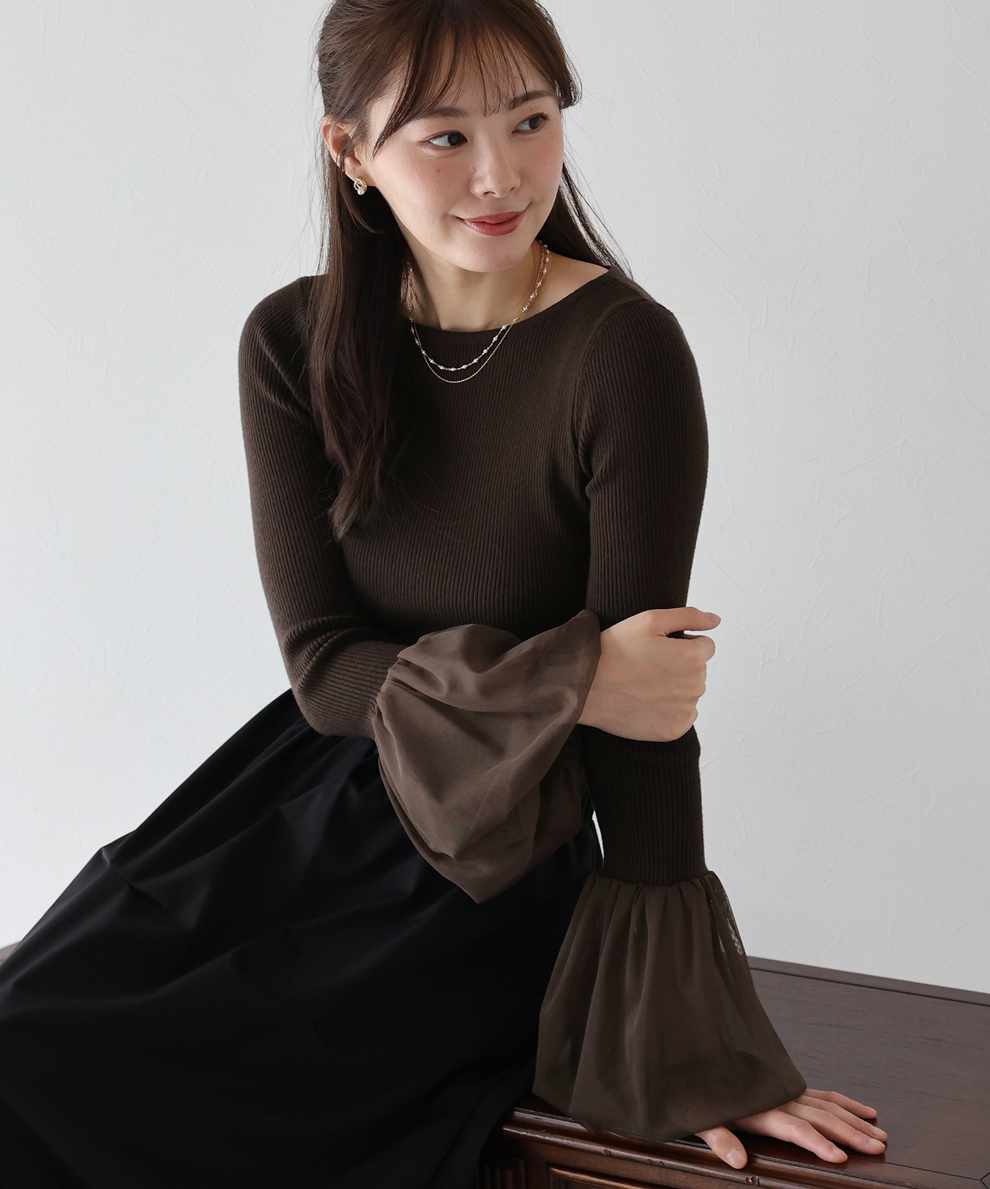 【TIME SALE】チュール袖ニット
